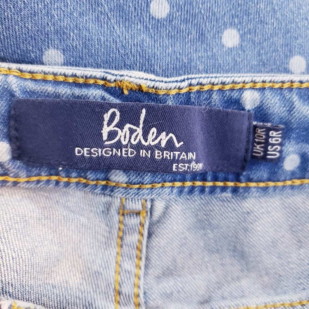 Boden Blue & White Polka Dot Stretch The Soho Skinny Jeans Women's Size 6 - Picture 10 of 14